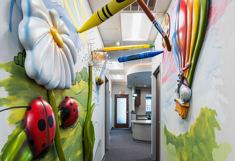 Lady bug wall mural photo for Pediatric dentist Dr. Diane Lide